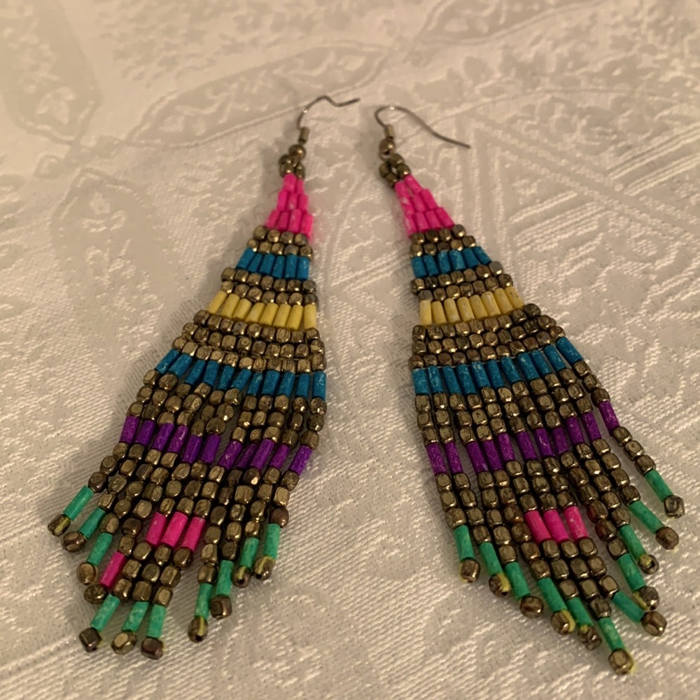 Long multicolor rainbow chandelier pierced earrings 💖Host Pick!💖
